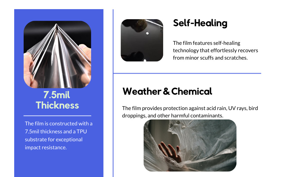 Paint Protection Film Clear 4in x 50ft 7.5 MIL PPF Self-Healing TPU UV Car Truck