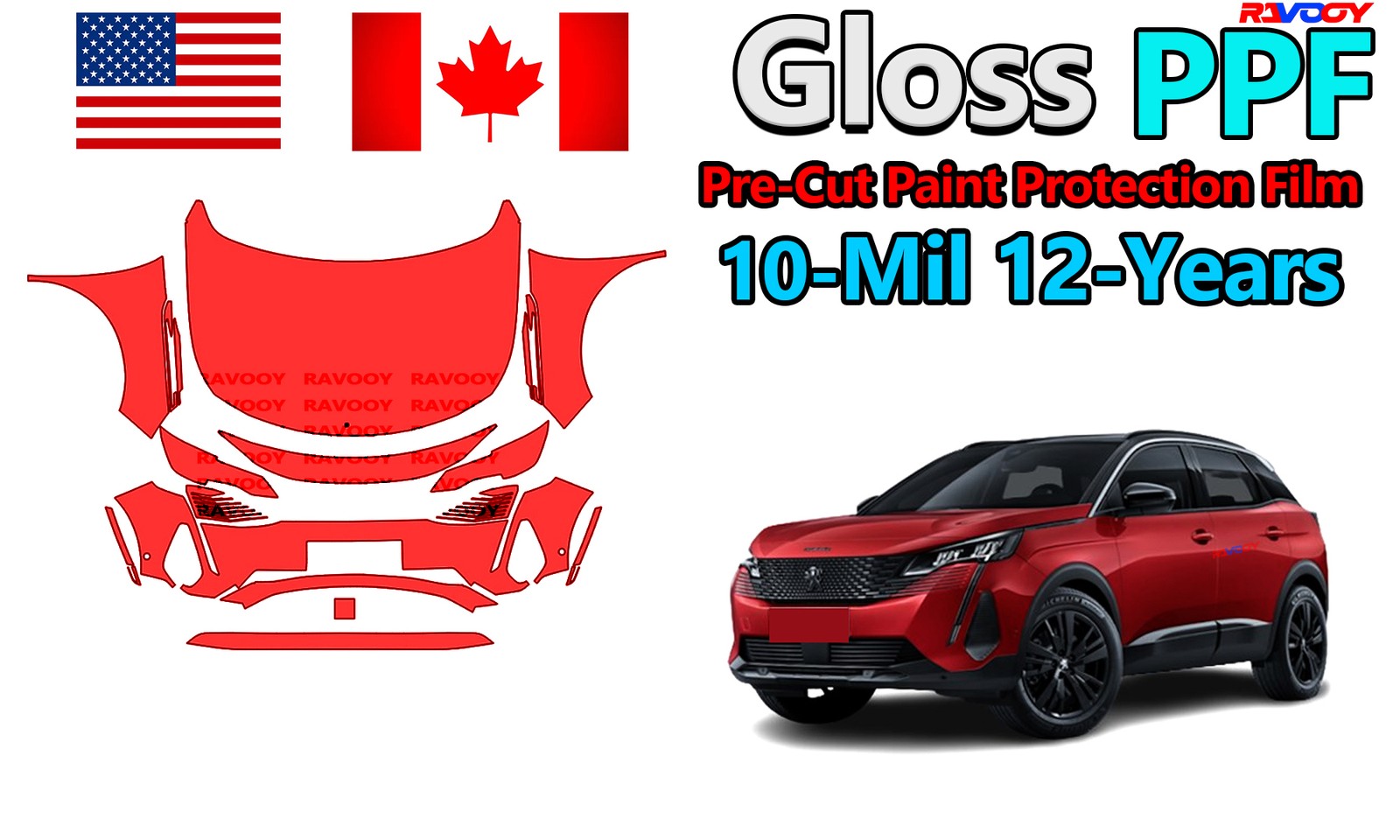PreCut PPF Paint Protection Film For Peugeot 4008 Base 2023-2026 8.5mil TPU