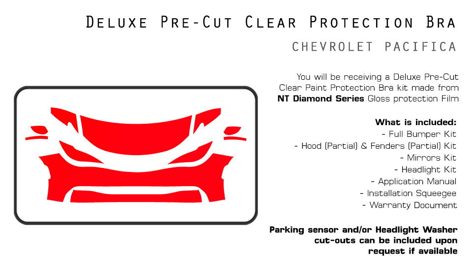 Chrysler Pacifica 2017-2020 PreCut Paint Protection Film Clear Bra PPF