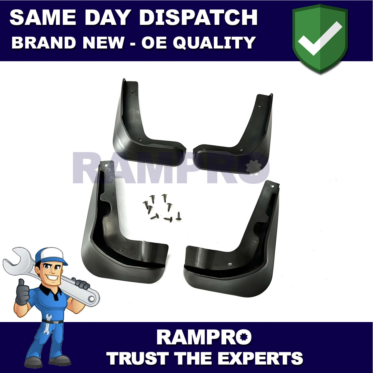 Tailored Mud Flaps Set of 4 For Ford Focus Saloon 2012-2018 Rampro