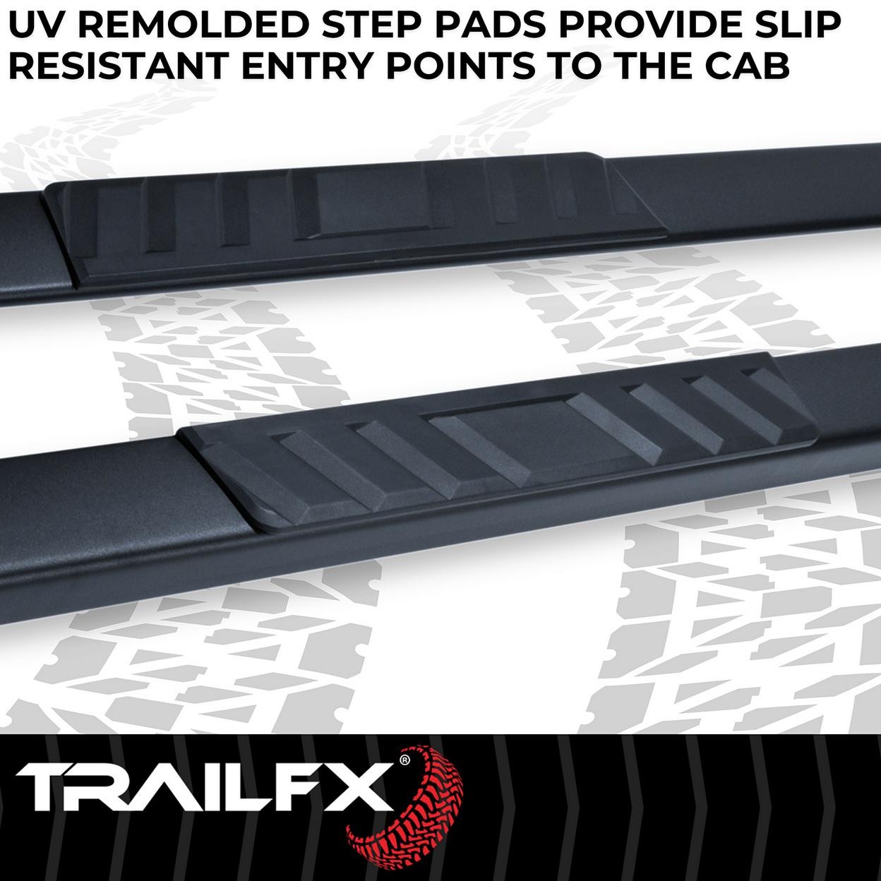 TrailFX A4009B 4 Inch Trapezoid Straight Pwdr Ctd Titanium Black Steel Plastic E