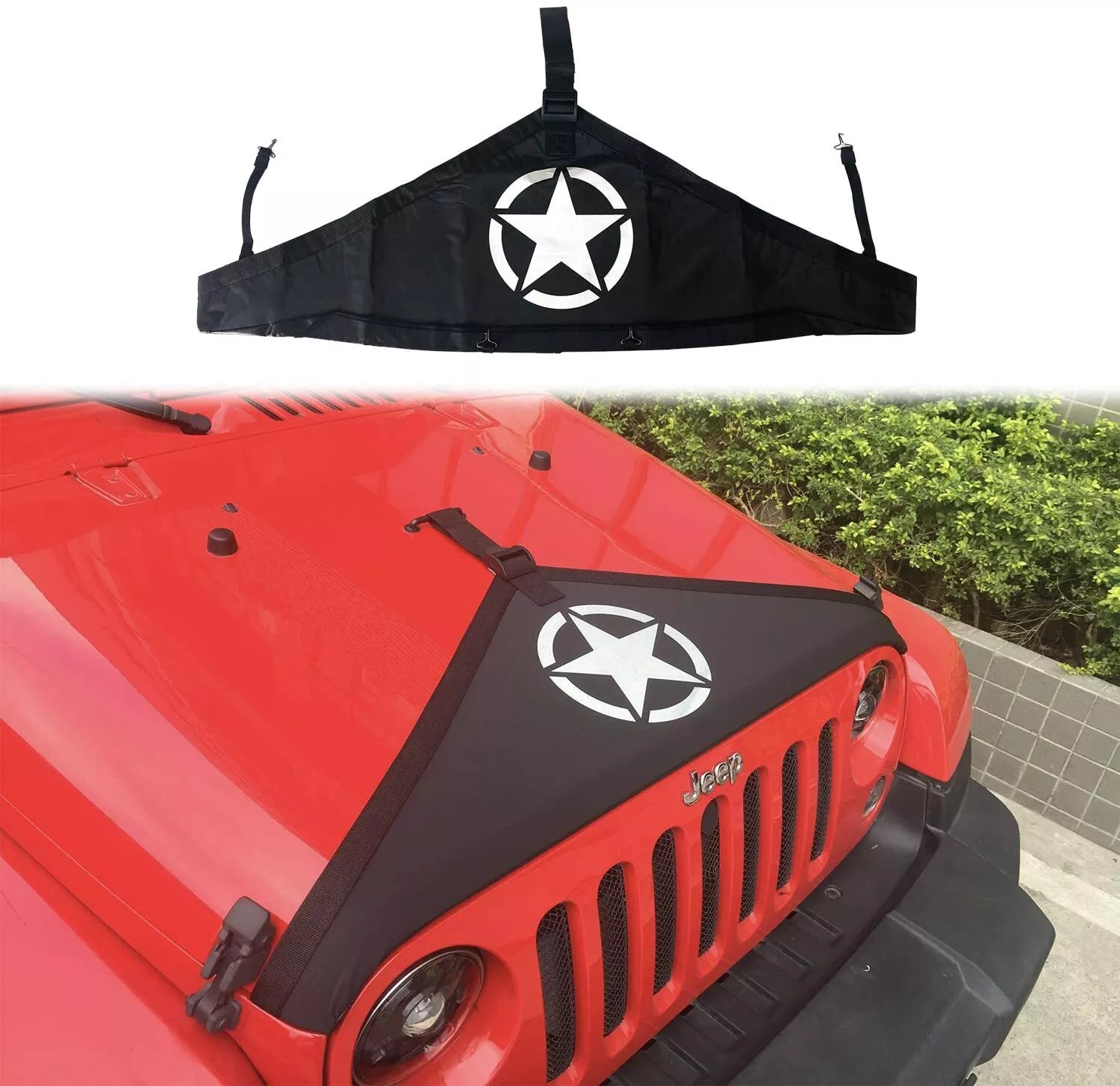 Front Hood Cover End Bra Protector for Jeep Wrangler JK JKU 2007-2018 Black Star