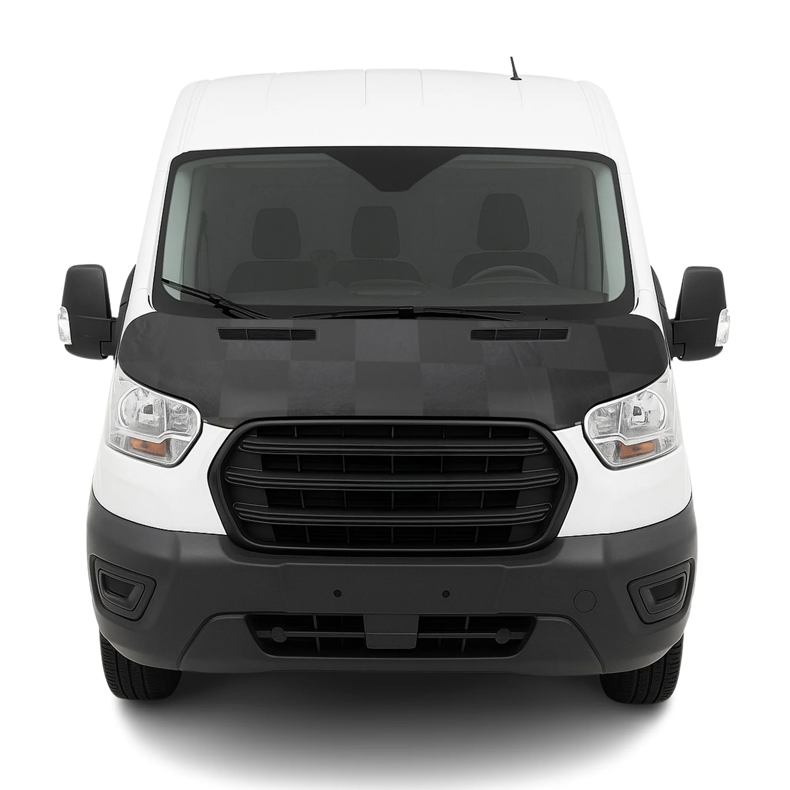 2015-2026 Ford Transit Car Bonnet Mask Hood Bra Black Full Cover Chequered