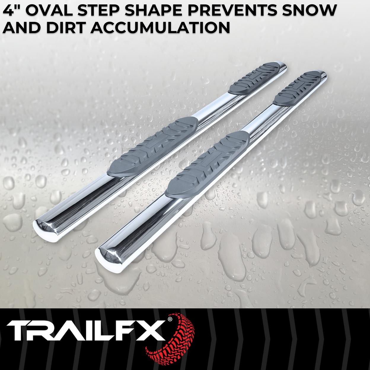 TrailFX A1523S 4 Inch Oval Straight Pol Stainless Steel Rocker Panel Mount