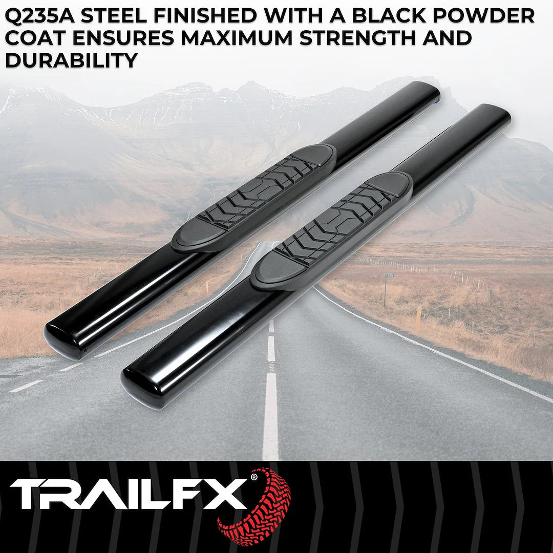 TrailFX 5″ Oval Straight Step Bar For GM Silverado/Sierra Standard-Black (A7001B
