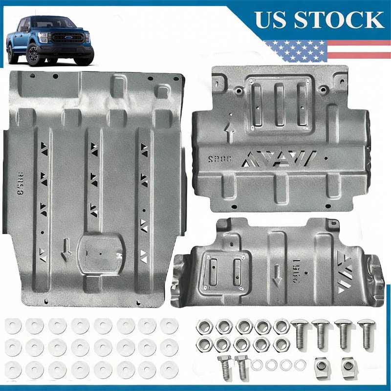 Full Skid Plate Package with Front Transmission Skid Plate For 2015-22 Ford F150