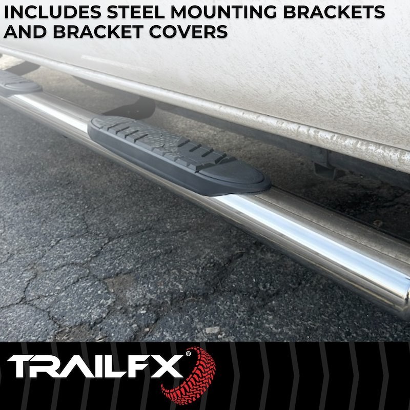TrailFX A7099S Stainless Steel Oval Polished Nerf Bar 2020-2025 Jeep Gladiator
