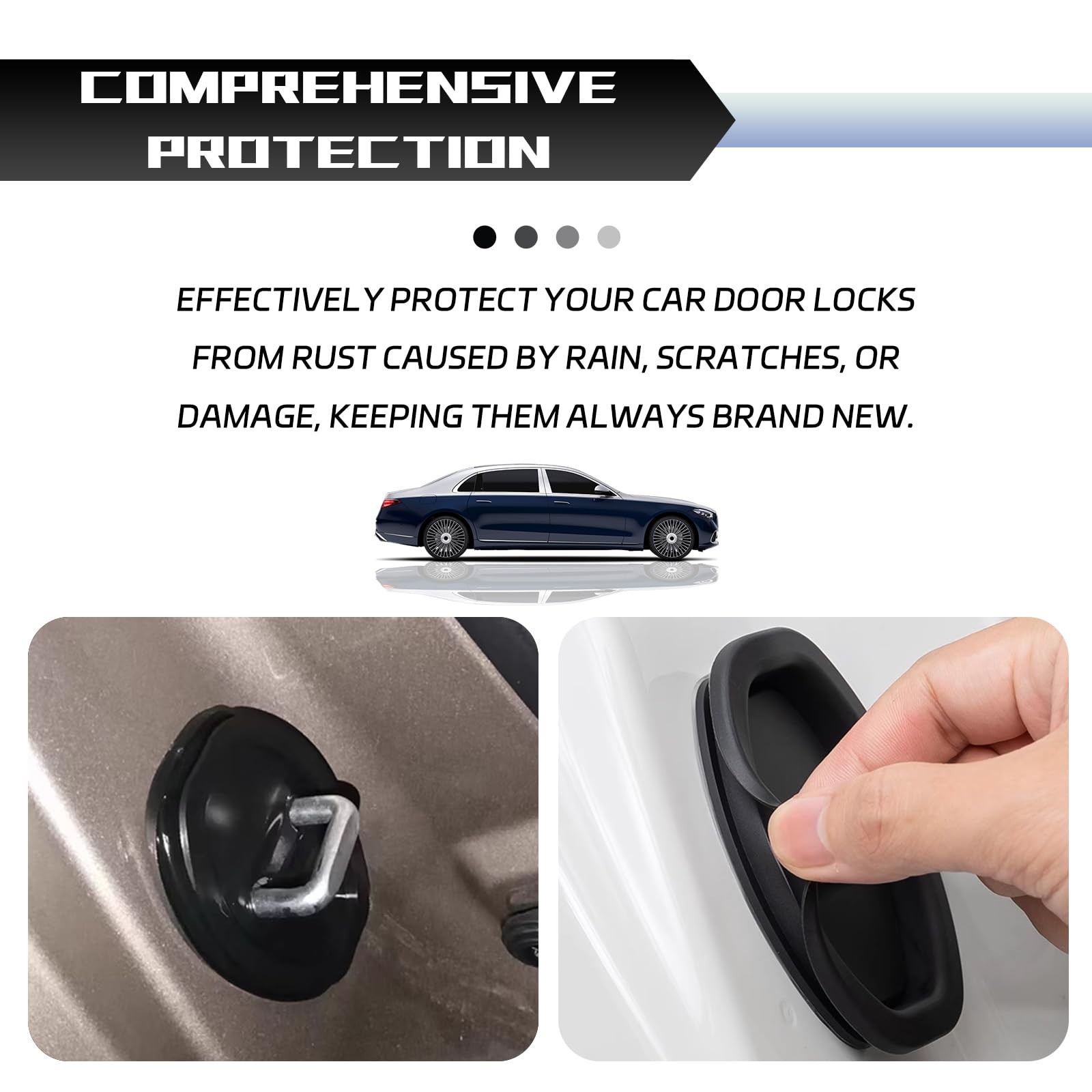 SamWinGear 4PCS Car Door Lock Silicone Cover Sound Dampening Pad Black