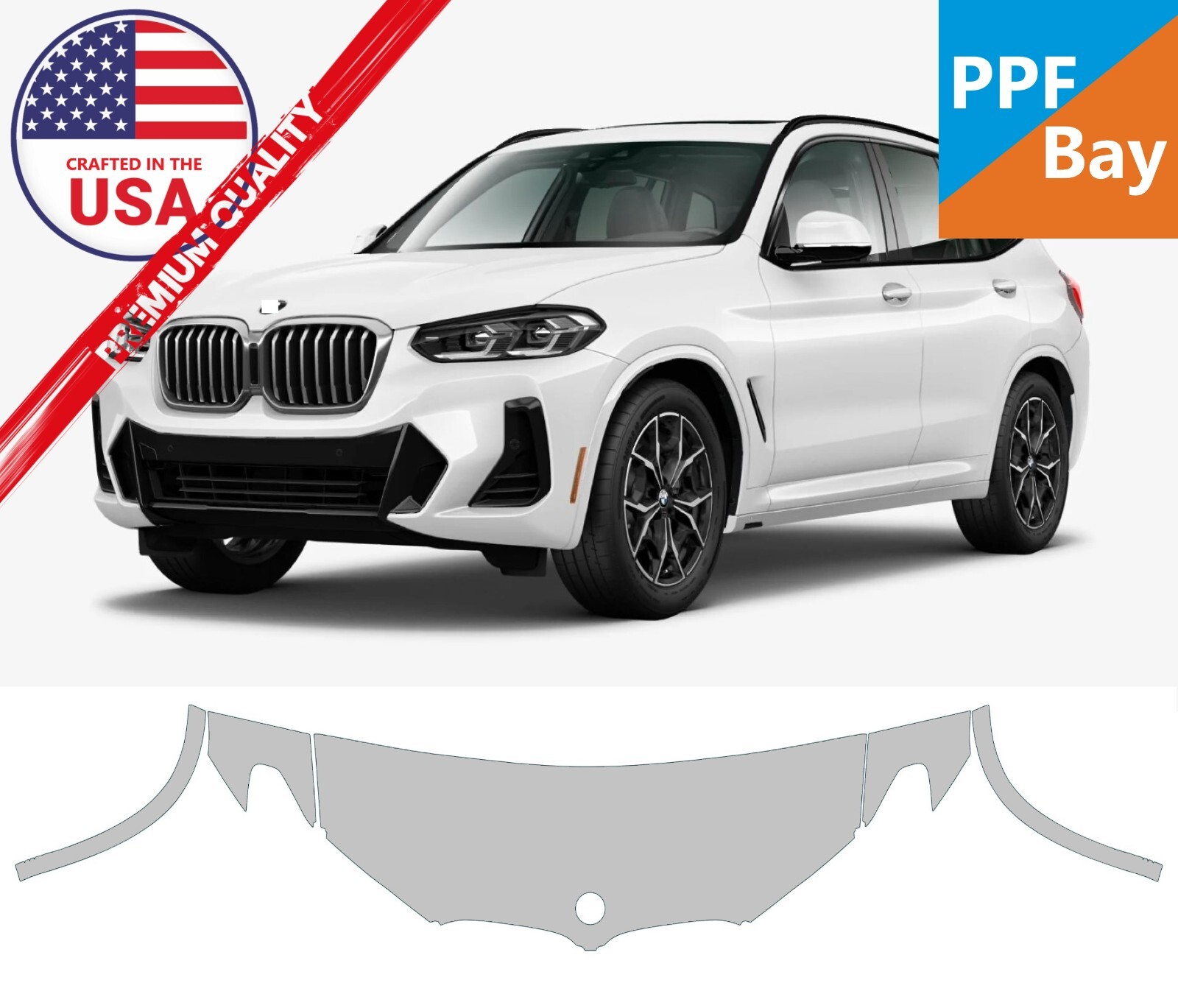 For BMW X3 2022-2024 Hood/Fender 24″ Paint Protection Film PreCut Kit PPF