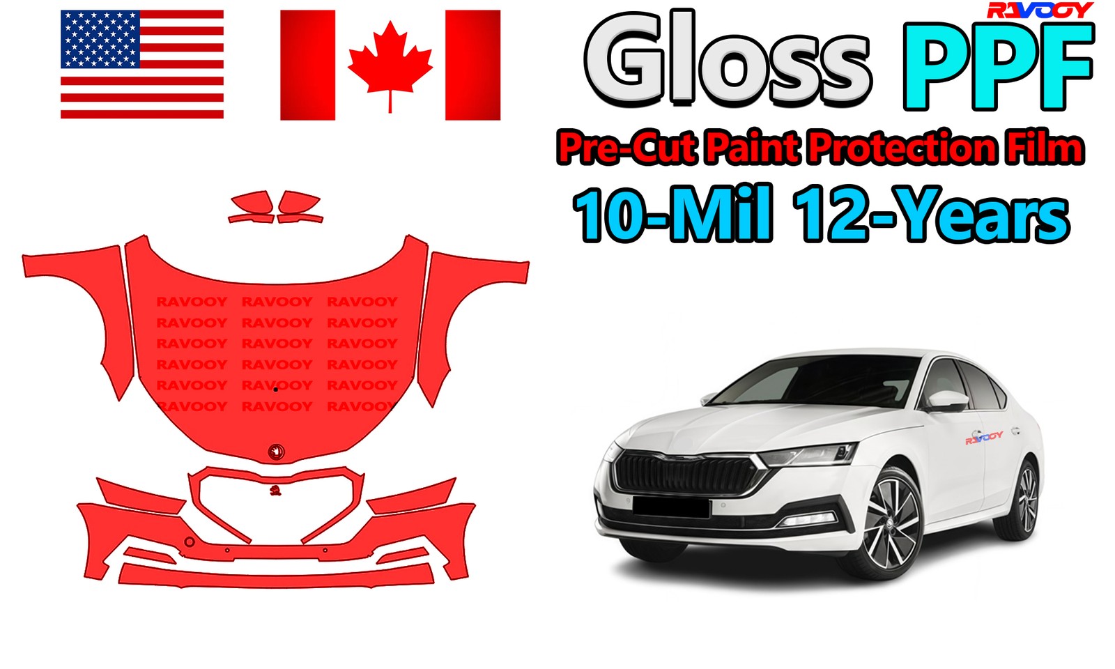 PreCut PPF Paint Protection Film For Skoda Octavia Hatch Base 2021-2024