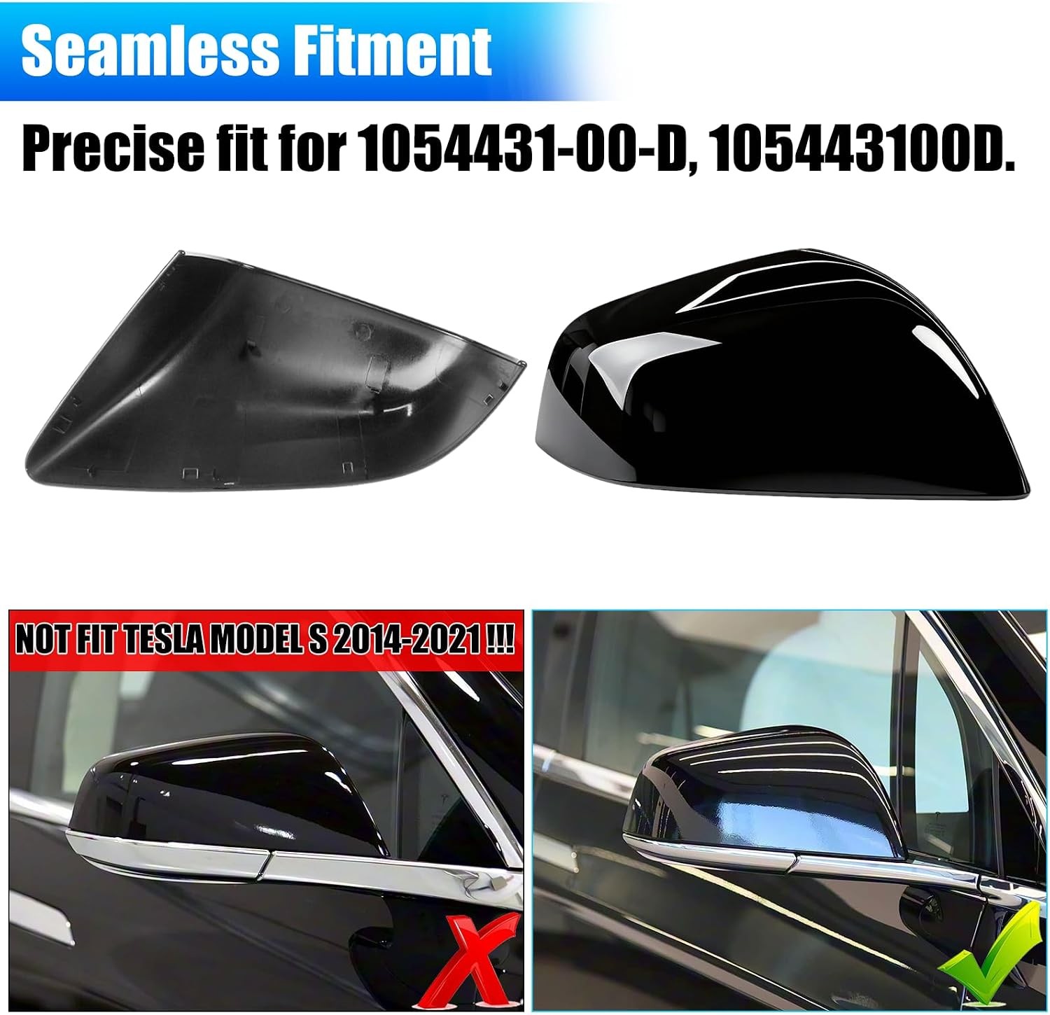 Tesla Model X Mirror Cover 2016-2025 Right Passenger Side Clip-on Cover Cap