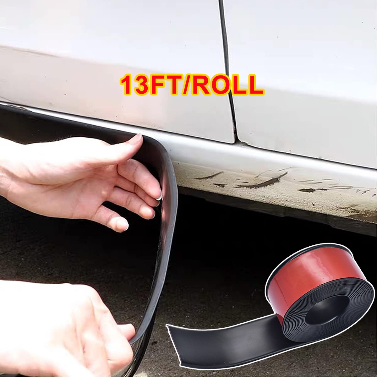 Custom For Dodge 13FT Rubber Side Skirt Rocker Panel Trim Bumper Protector Strip
