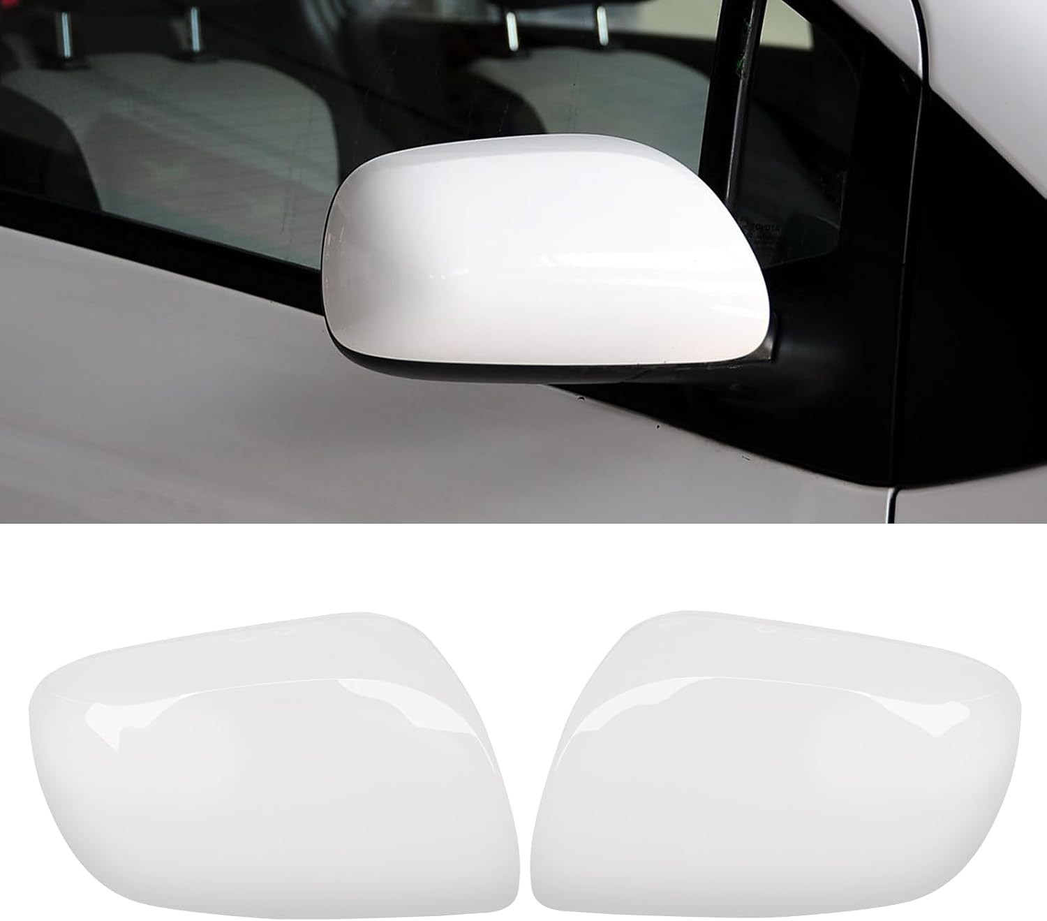 2PCS White Side Mirror Cover Clip-on Toyota Yaris 2006 2007 2008 2009 2010 2011