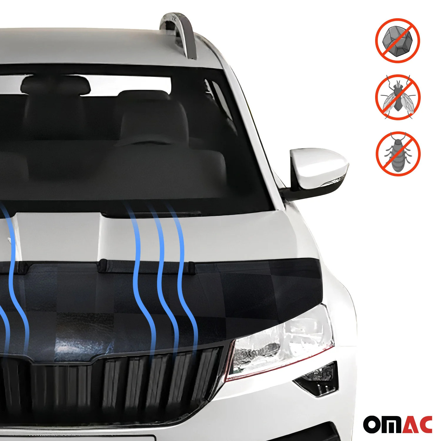 Car Bonnet Mask Hood Bra for Kia Sportage 2017-2022 Black Chequered 1 Pc