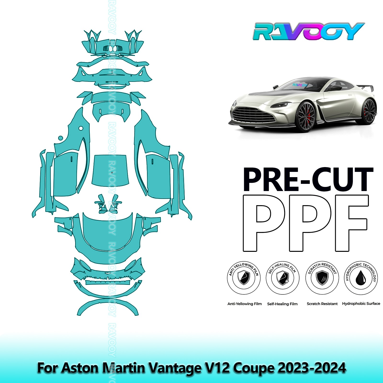 PreCut Paint Protection Film PPF For Aston Martin Vantage V12 Coupe 2023-2024