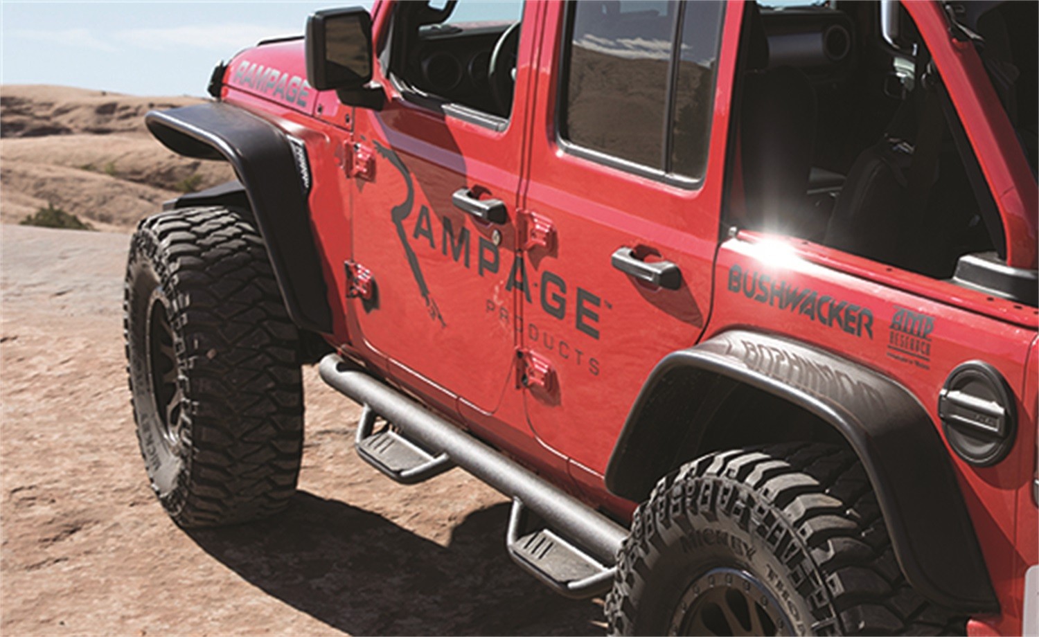Rampage 26410030 Rock Rail Nerf Bar Black for 18-26 Jeep Wrangler JL 2DR