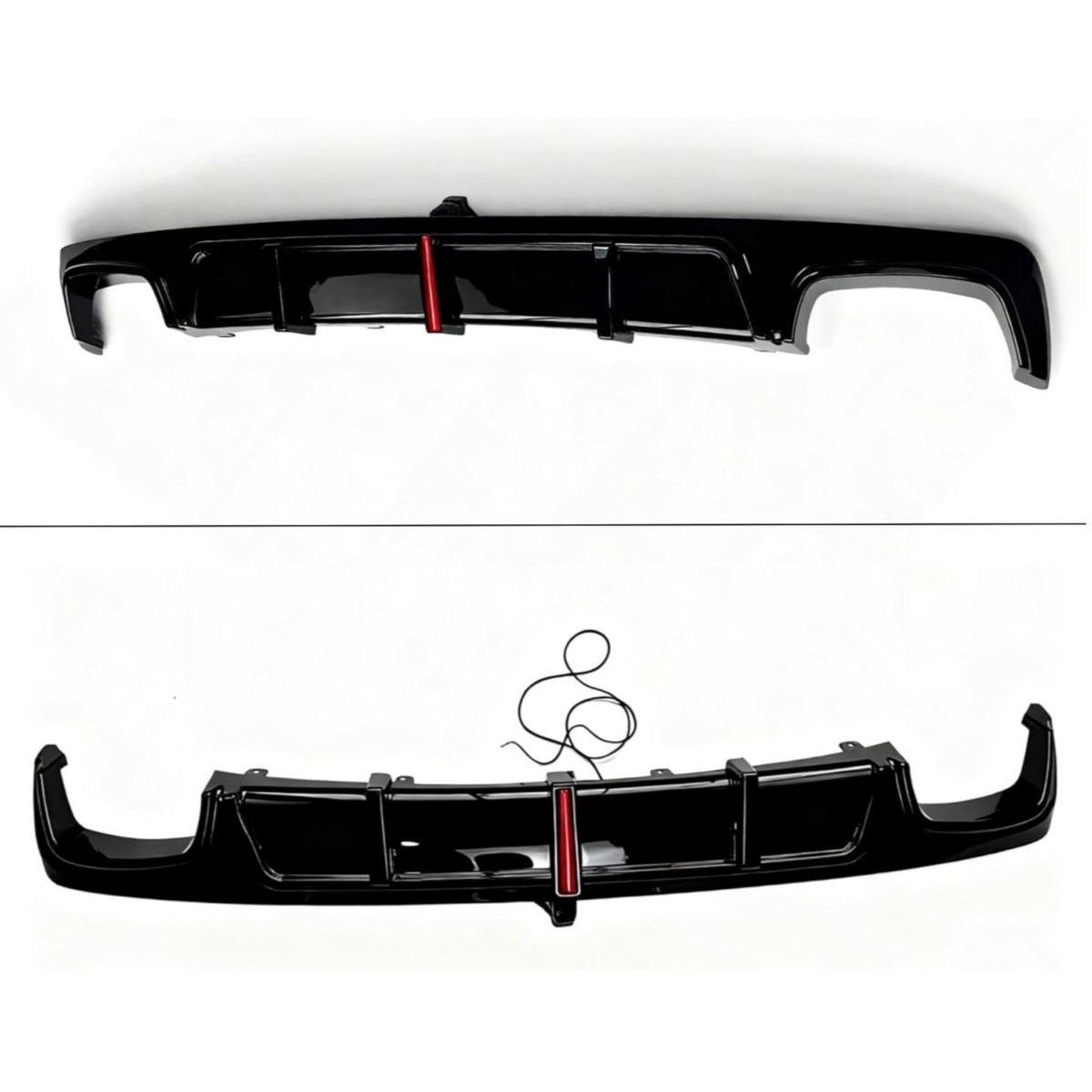 FOR 2021-2023 BMW 5 SERIES G30 LCI 530I 540I BASE REAR DIFFUSER LED GLOSS BLACK