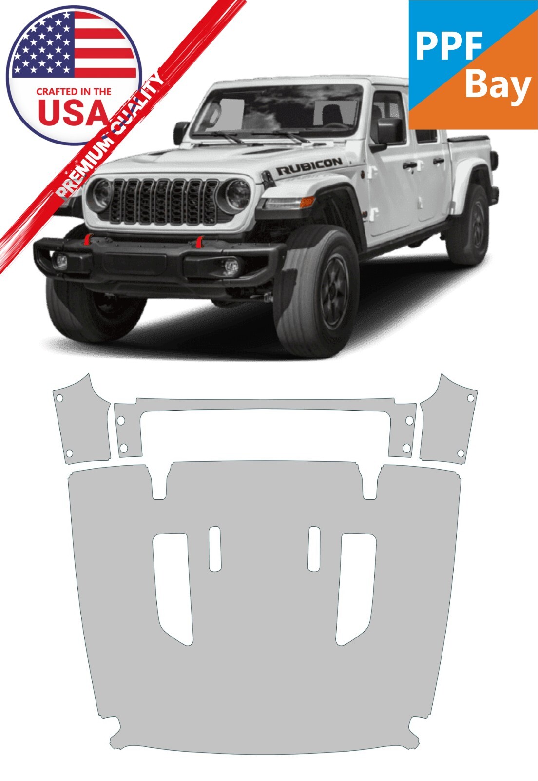 For Jeep Gladiator Rubicon 2024-2025 Hood Paint Protection Film PreCutKit PPF