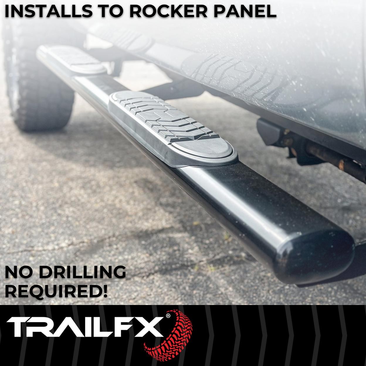 TrailFX A7067B 5 Inch Oval Bent Powder Coated Black Steel Rocker Panel Mount