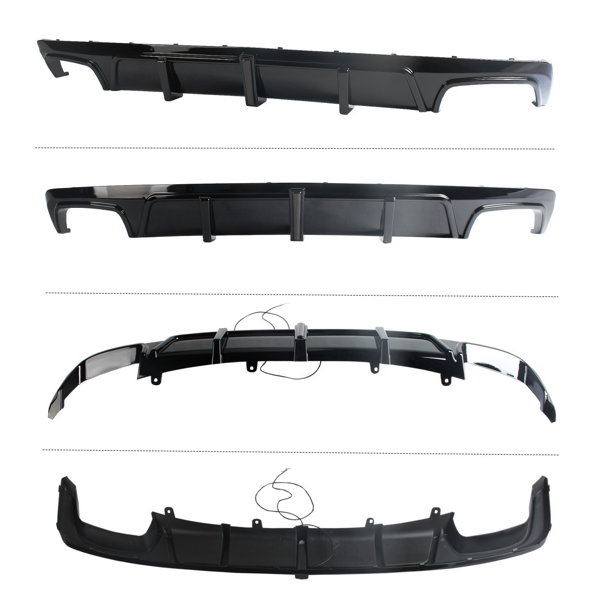 FOR 2021-2023 BMW 5 SERIES G30 LCI 530I 540I BASE REAR DIFFUSER LED GLOSS BLACK