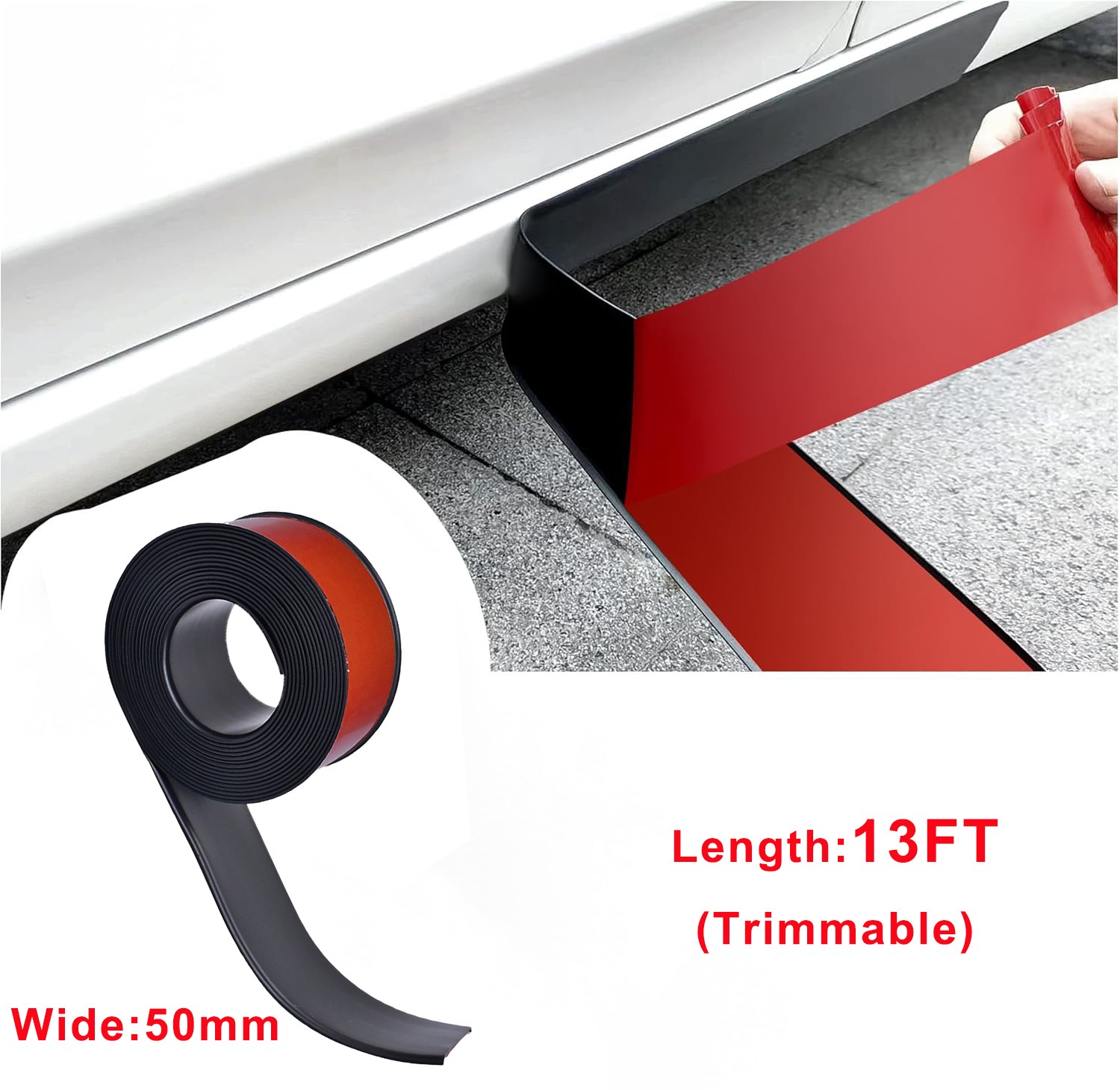 Custom For Buick 13FT Rubber Side Skirt Rocker Panel Trim Bumper Protector Strip
