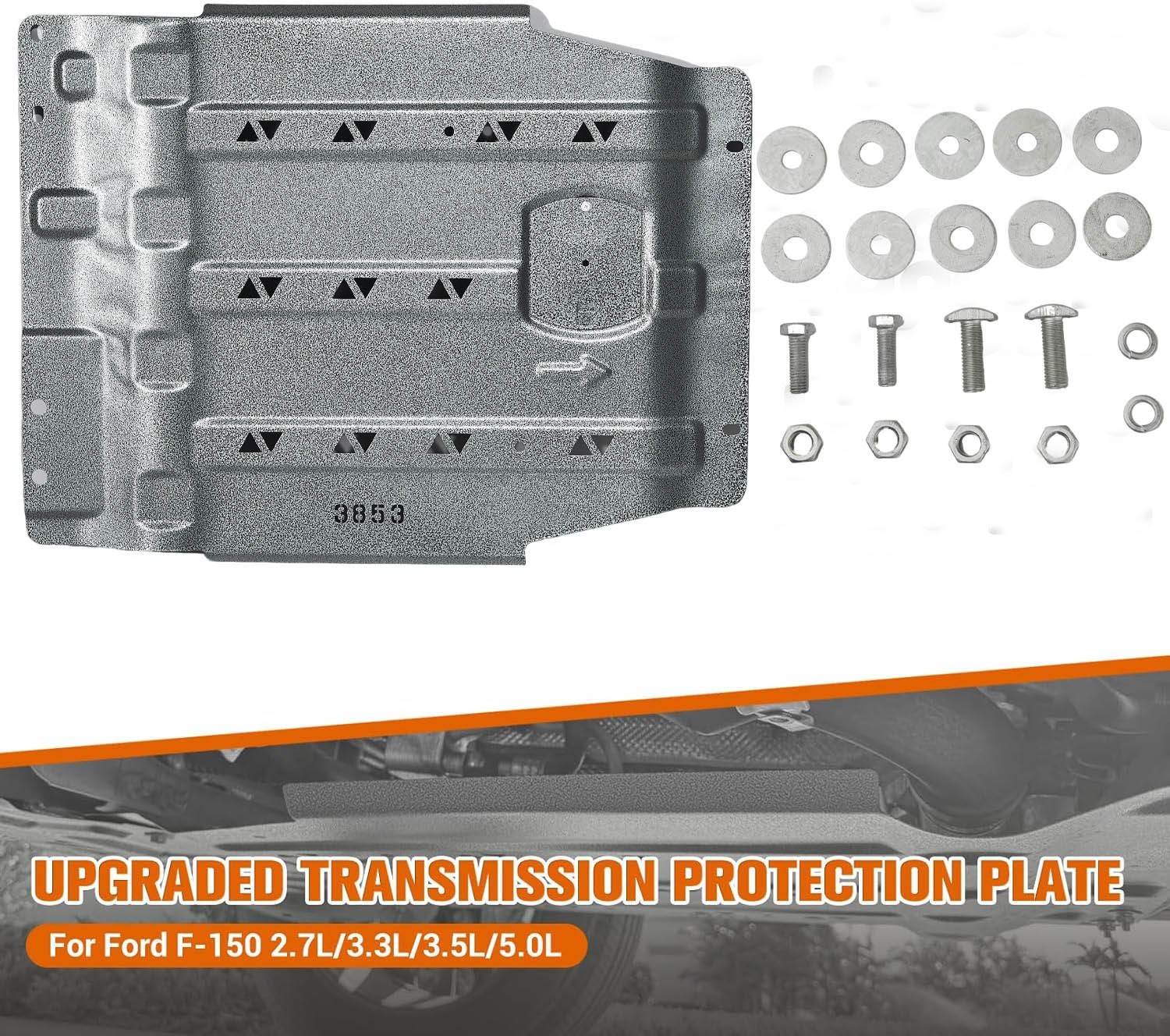 Manganese Steel Heavy-Duty Transmission Skid Plate for Ford F150 2015-2022 4WD