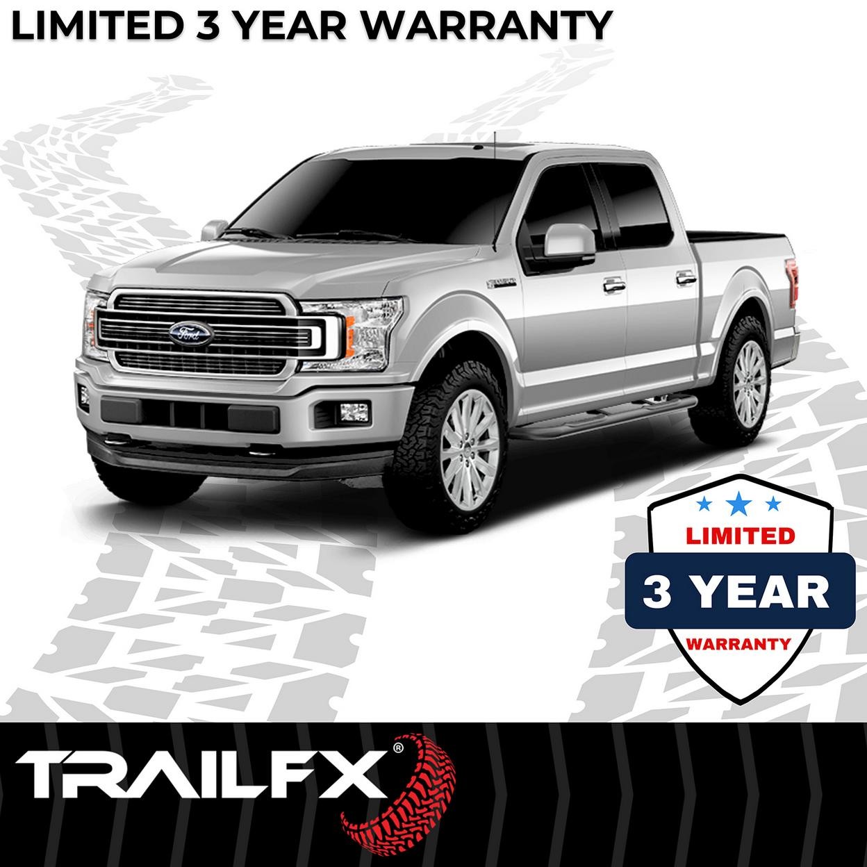 TrailFX A0051B 3 Inch Round Bent Powder Coated Black Steel Without End Caps Rock