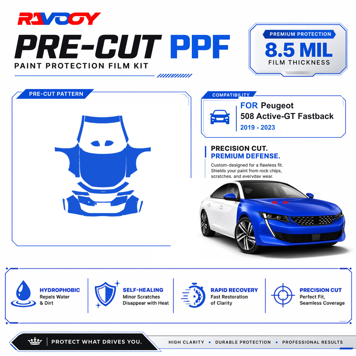 Precut PPF Clear Bra Kit For Peugeot 508 Active-GT Fastback 2019-2023