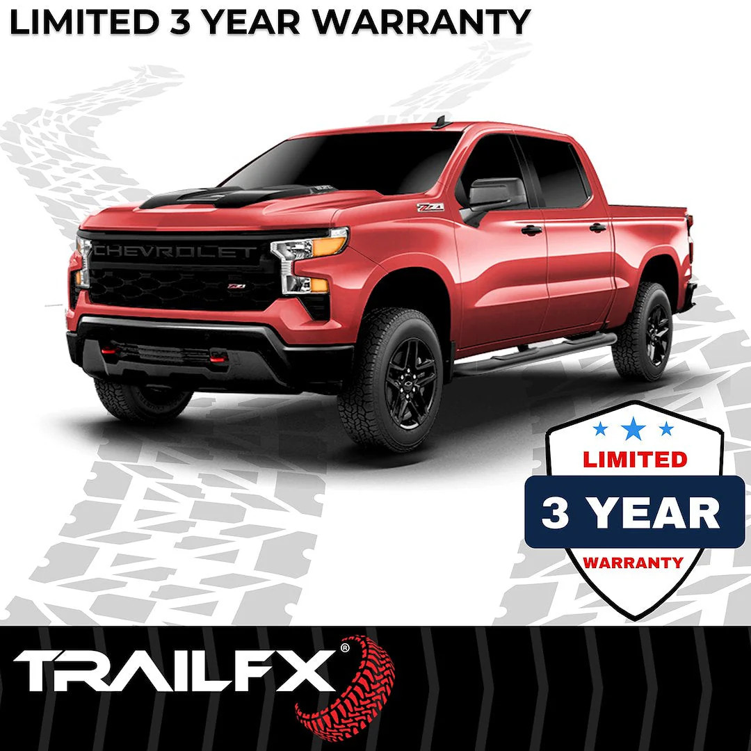 TrailFX 4″ Oval Bent Step Bar For GM Silverado/Sierra Crew-Black (A1003B)