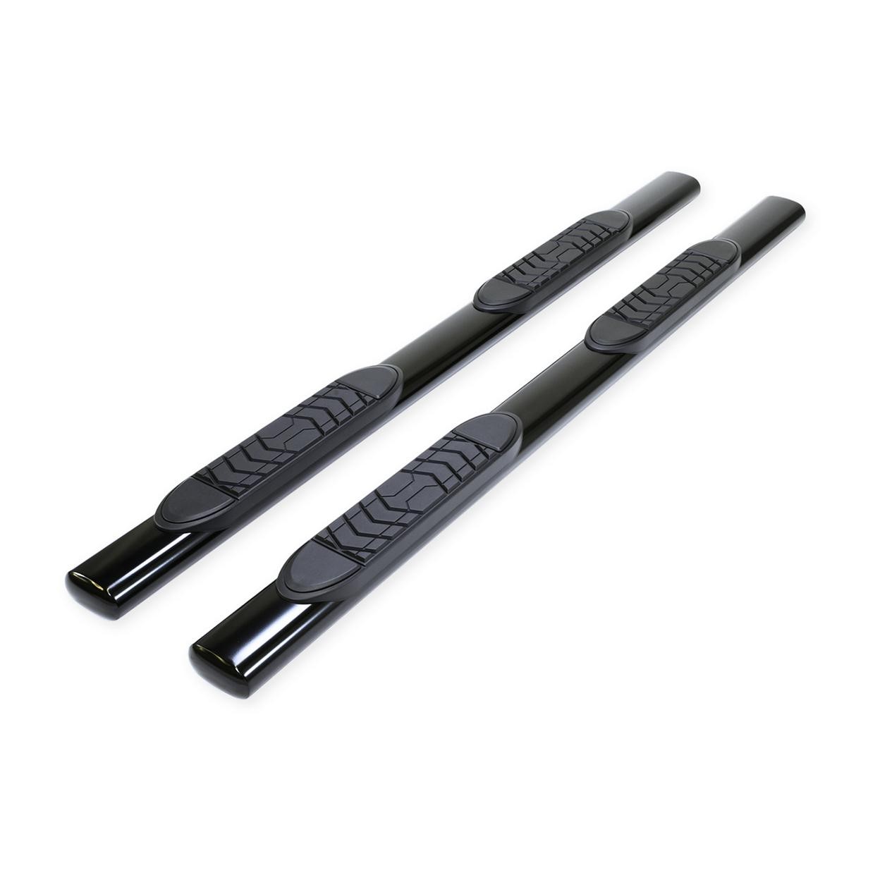 TrailFX Step Nerf Bar – 5 Inch Oval Straight Powder Coated Black Steel Frame Bod