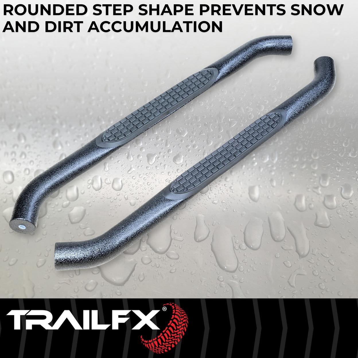TrailFX A0027T 3 Inch Round Bent Textured Black Steel Without End Caps Frame Bod