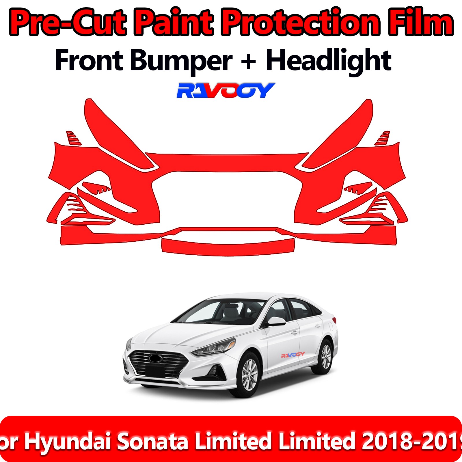 PreCut Front Bumper PPF Kit Film For Hyundai Sonata Limited Limited 2018-2019