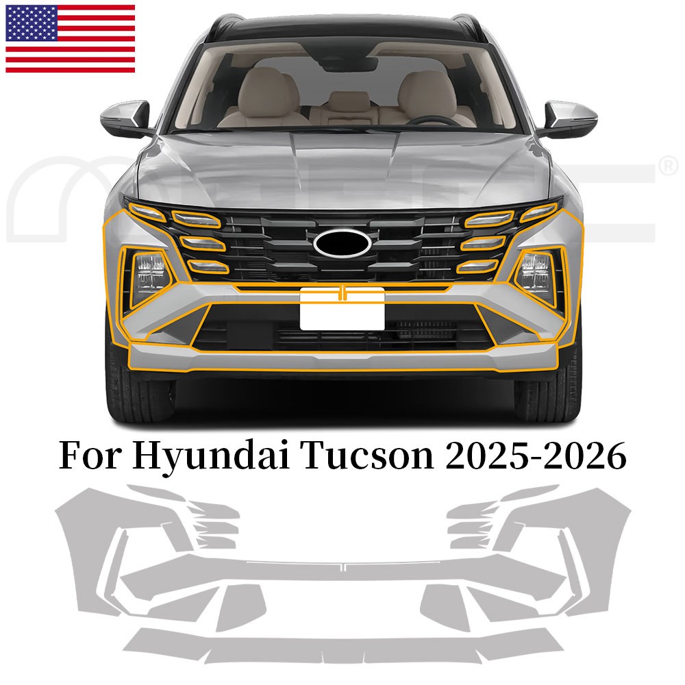 Front Bumper For Hyundai Tucson 2025-2026 Precut Paint Protection Film Gloss PPF