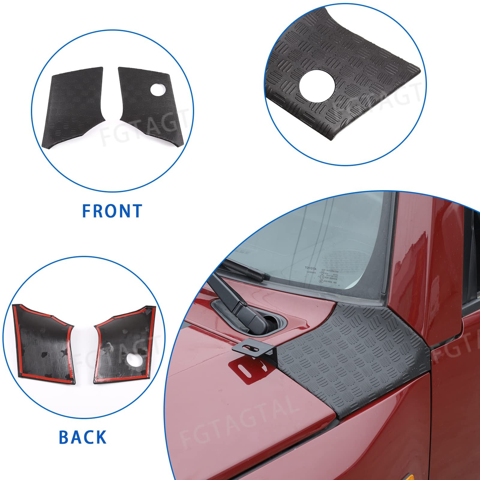 Body Armor Corner Guards Compatible with Toyota FJ Hood Side Panel, Black