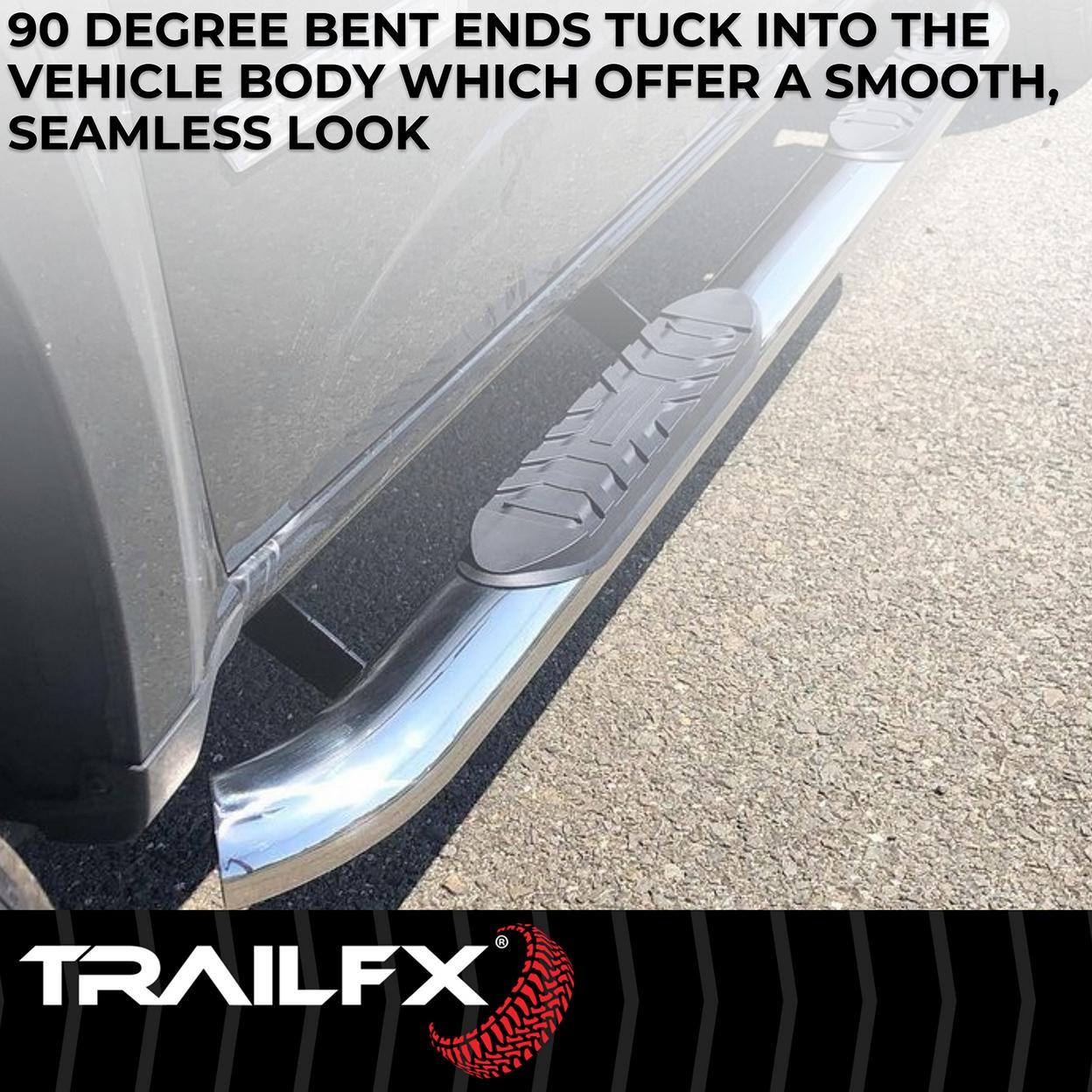 TrailFX A1010S With Step Pads 4 In Oval Bent Pol Stainless Steel With Welded End
