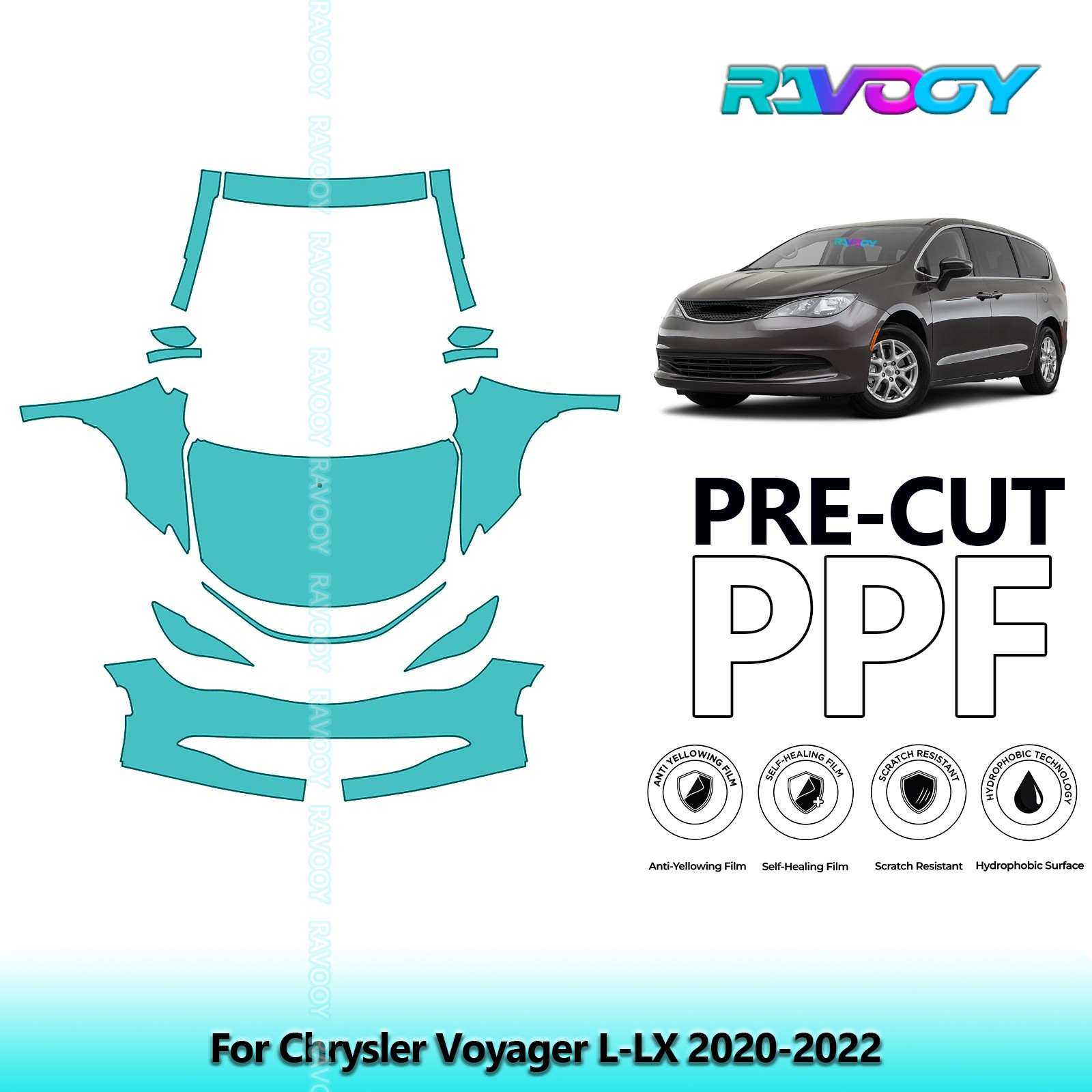 PreCut Paint Protection Film PPF For Chrysler Voyager L-LX 2020-2022