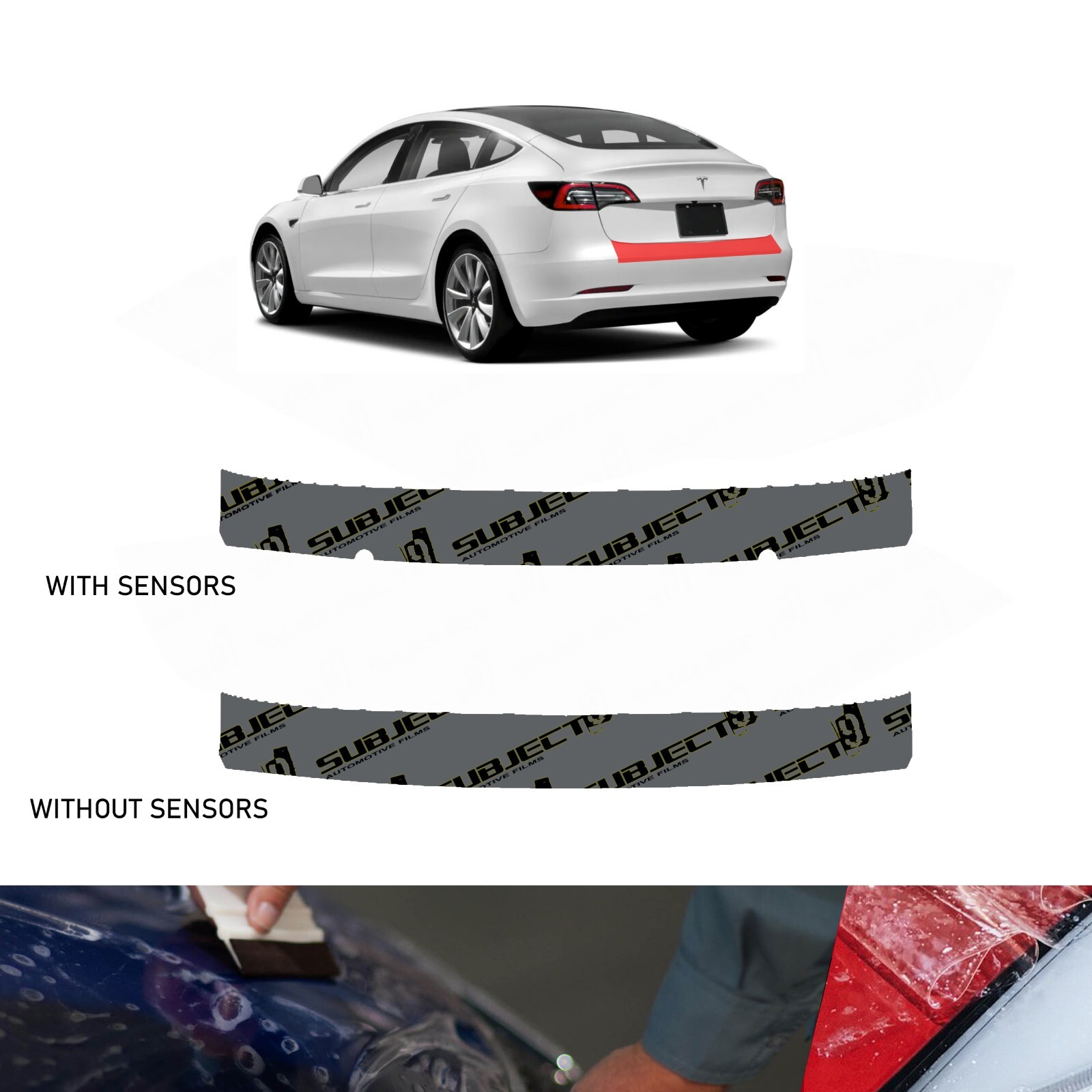 17-23 Tesla Model 3 Pre-Cut Rear Trunk Scuff Paint Protection Clear Film PPF