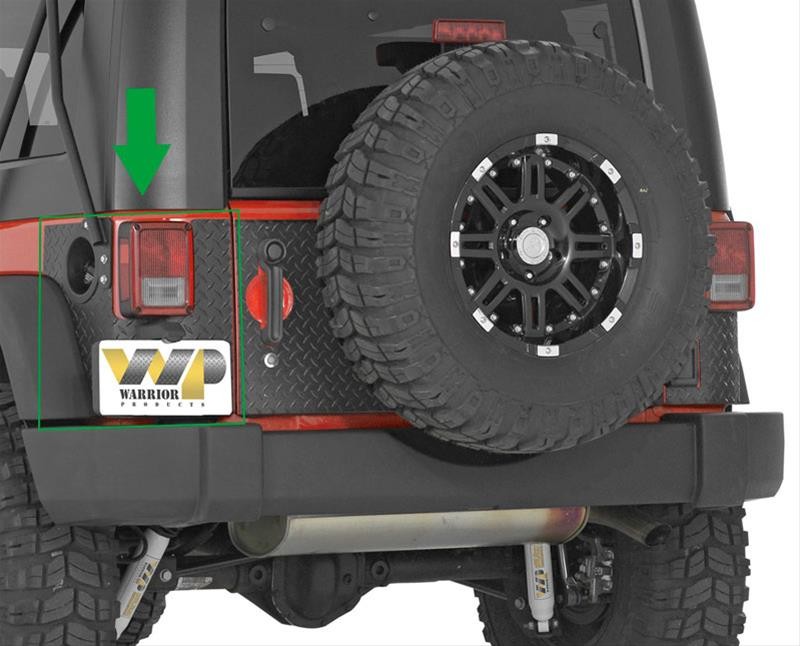 Corner Guards Rear Diamond Plate Alum. Black JK Wrangler 4-Door Pair
