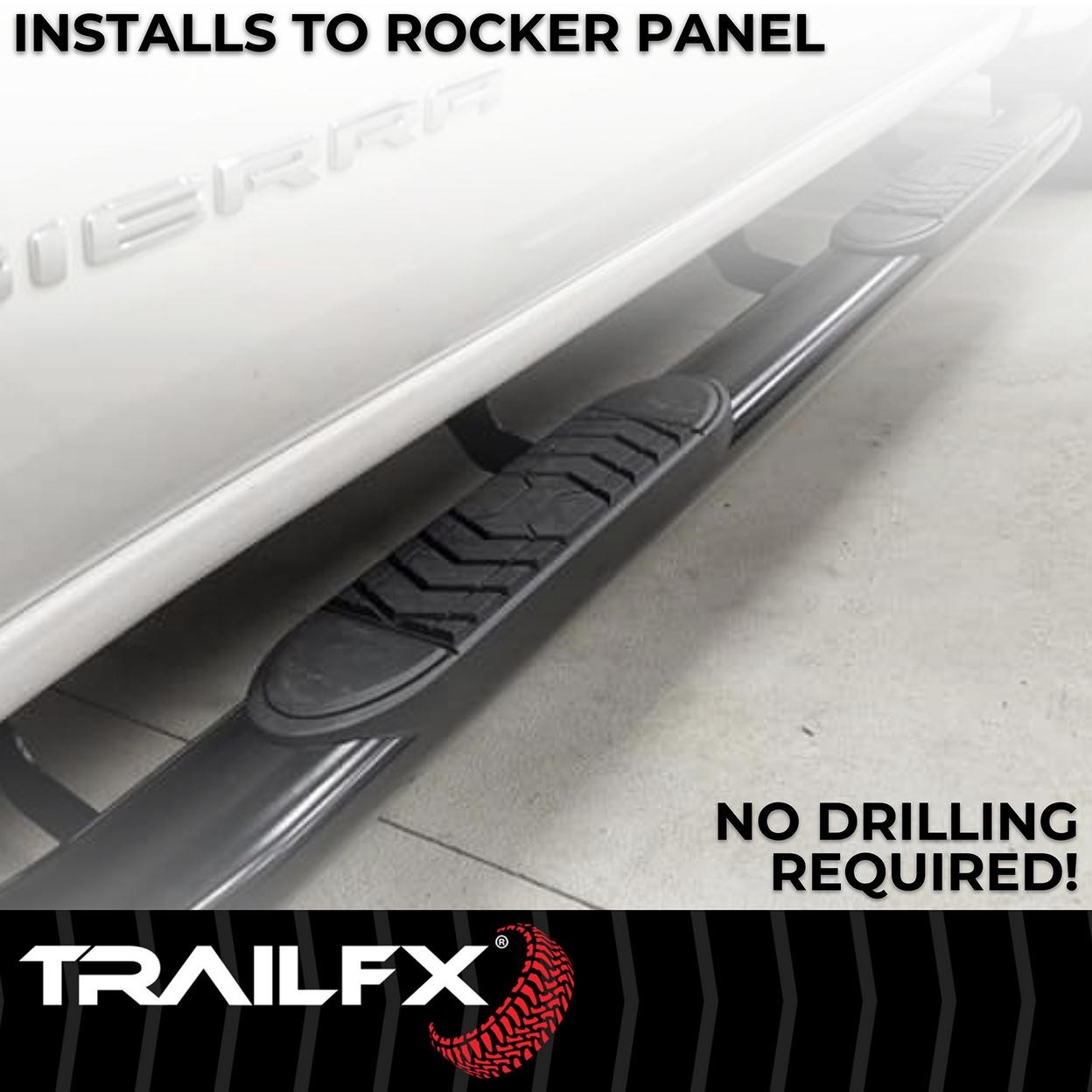 TrailFX A7087B With Step Pads 5 In Oval Straight Powder Coated Black Steel With