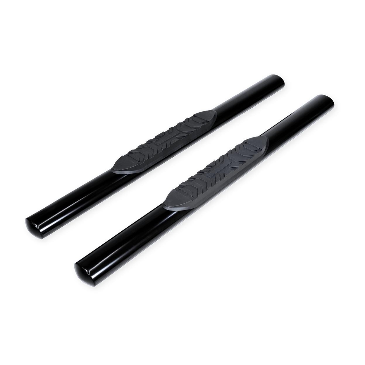 TrailFX A1535B 4 Inch Oval Straight Powder Coated Black Mild Steel Rocker Panel