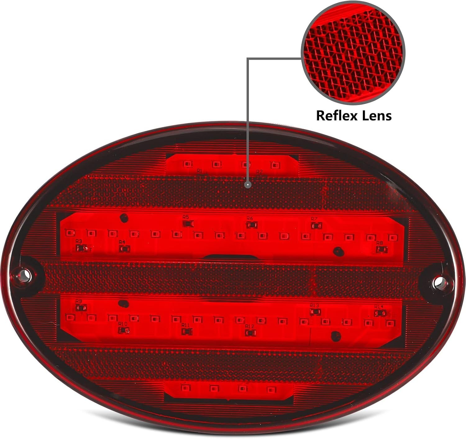 2Pcs 8.5 Oval LED Tail Lights Red 40LED Trailer RV Motorhome Airstream Surface M