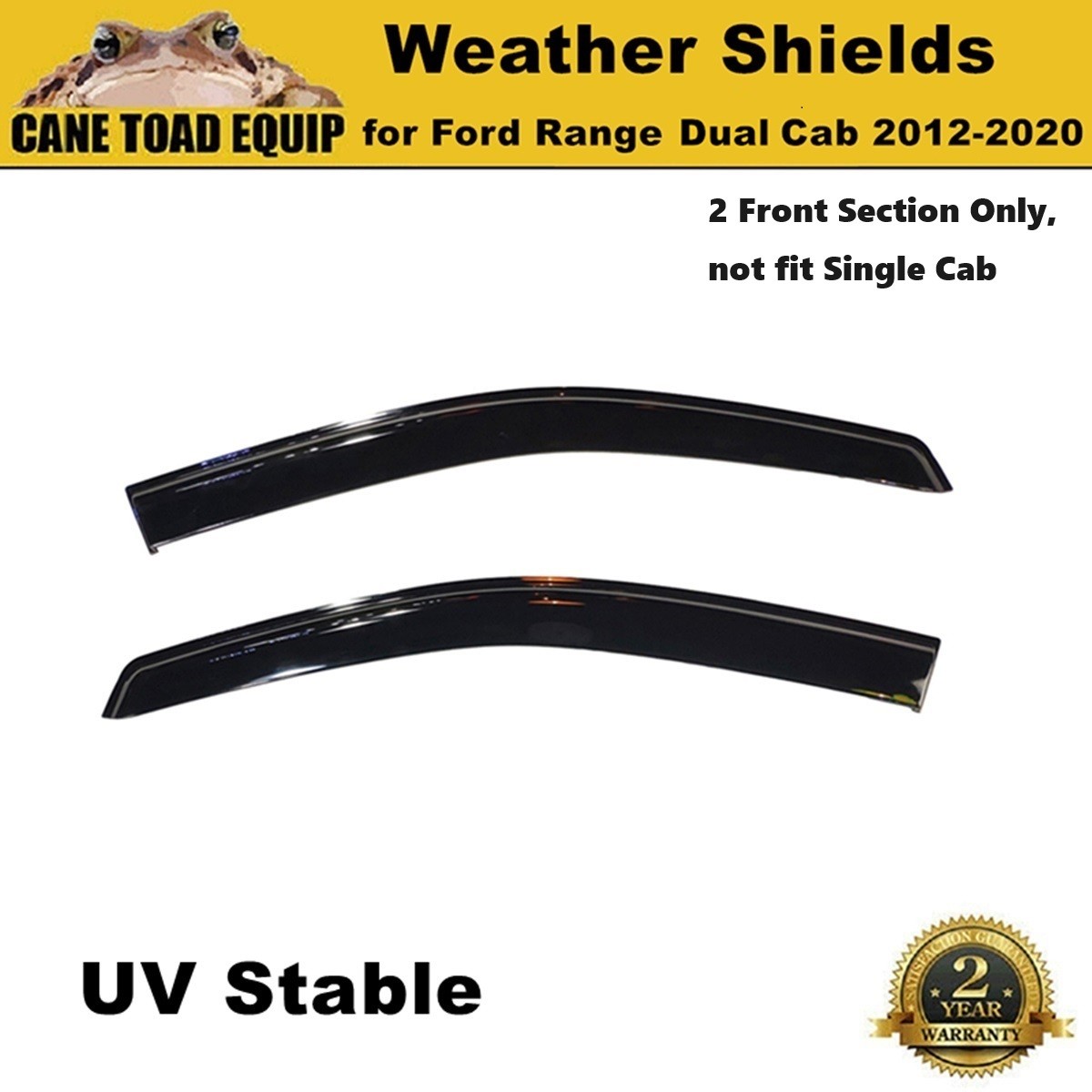 2PC Front Weather Shield Window Visor for Ford Ranger Dual Cab PX123 2012-22
