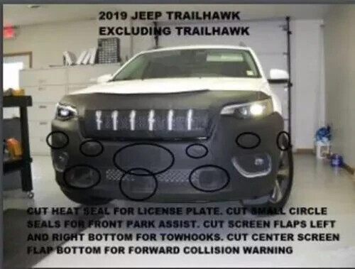 Lebra Front End Bumper Hood Mask Bra Cover for Jeep Cherokee Trailhawk w/o Sens