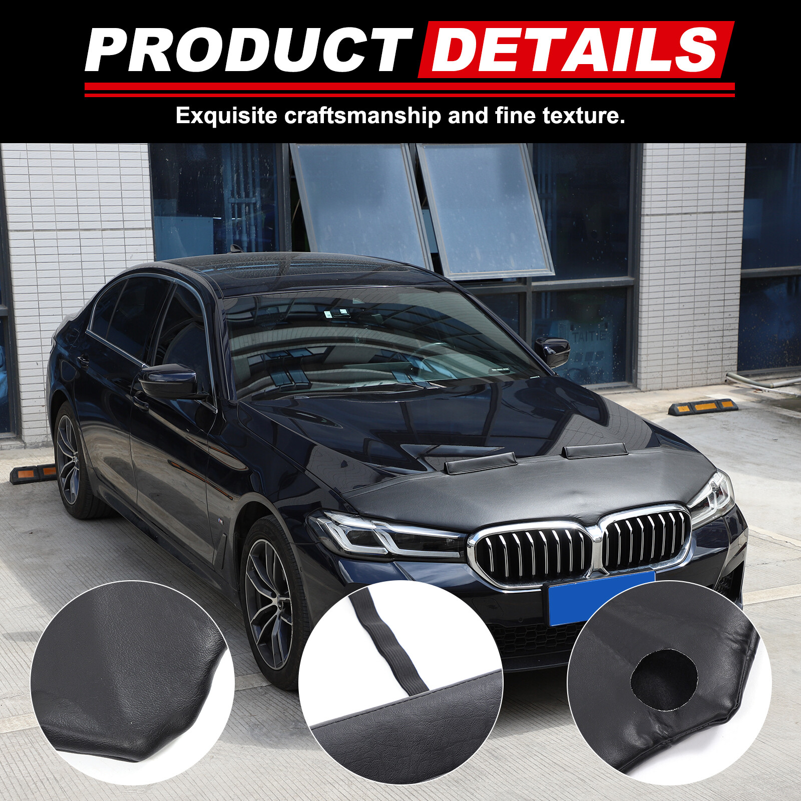 Car Bonnet Mask Hood Bra FRONT END MASK for BMW 5 Series G30 G31 2017-2023 Black