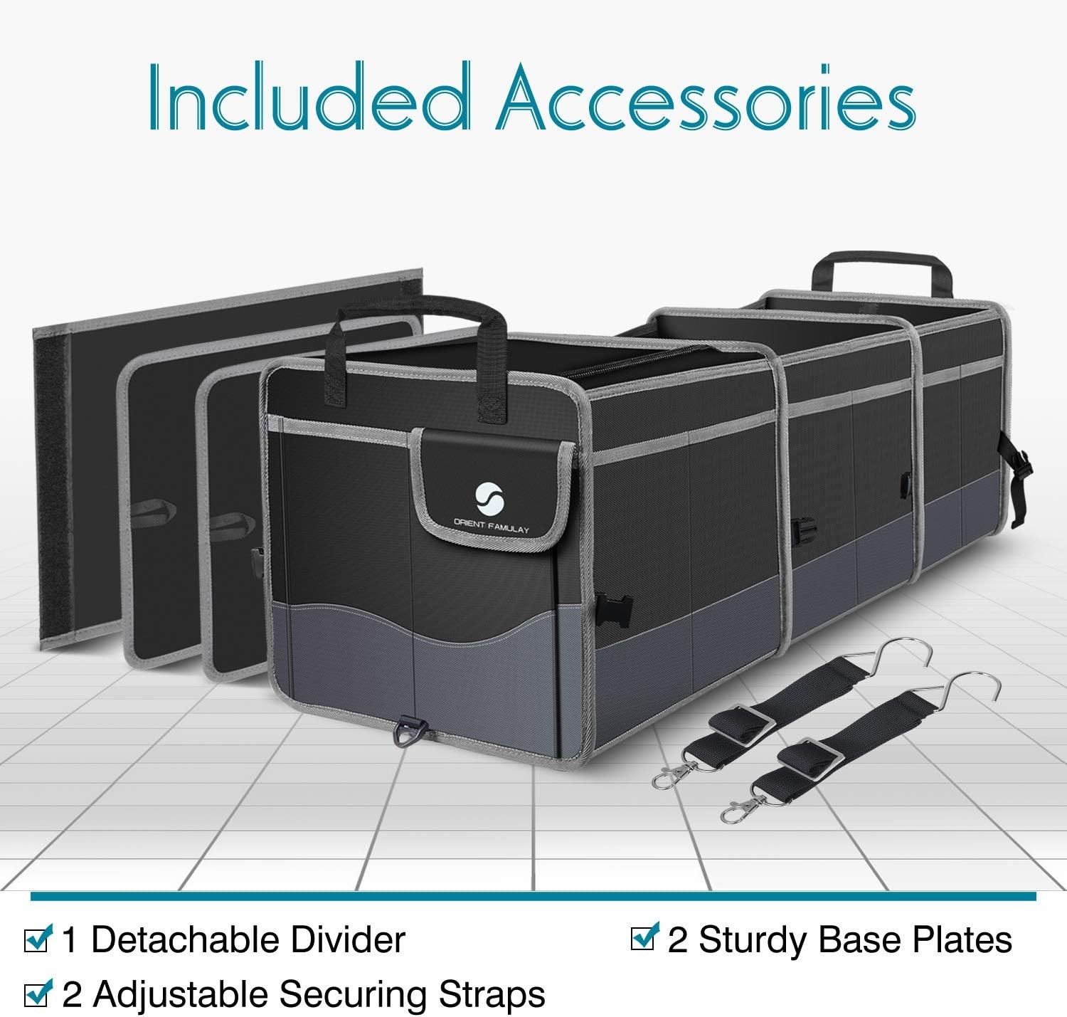 Collapsible Trunk Organizer Cooler, Non-Slip Bottom, Large Multi-Compartment Wat