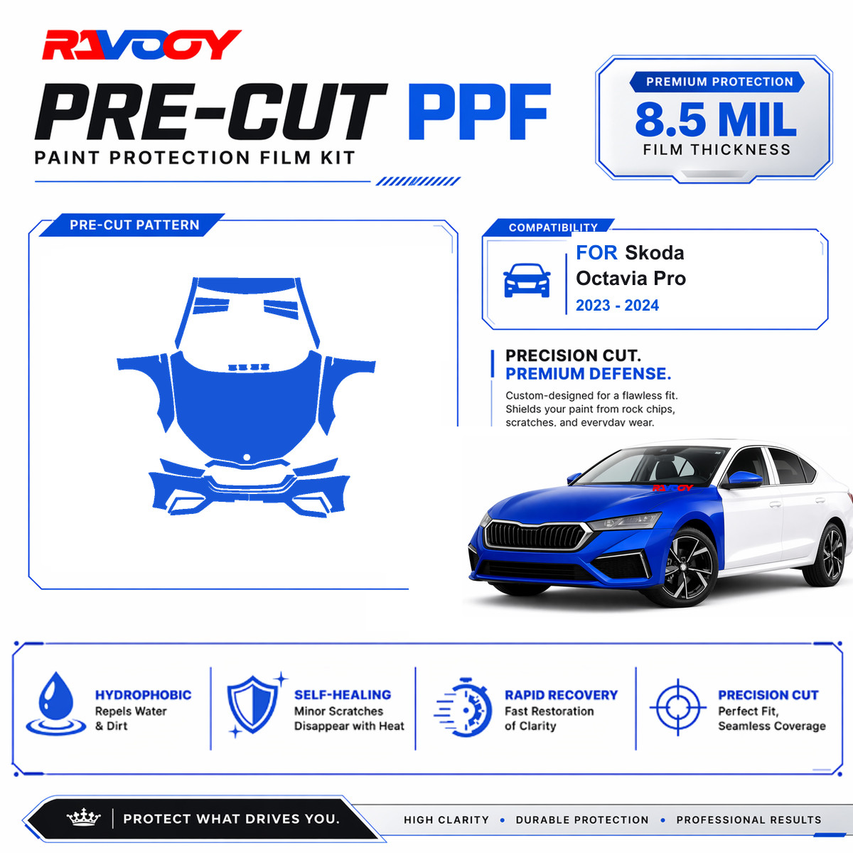Precut PPF Clear Bra Kit For Skoda Octavia Pro 2023-2024 Paint Protection Film