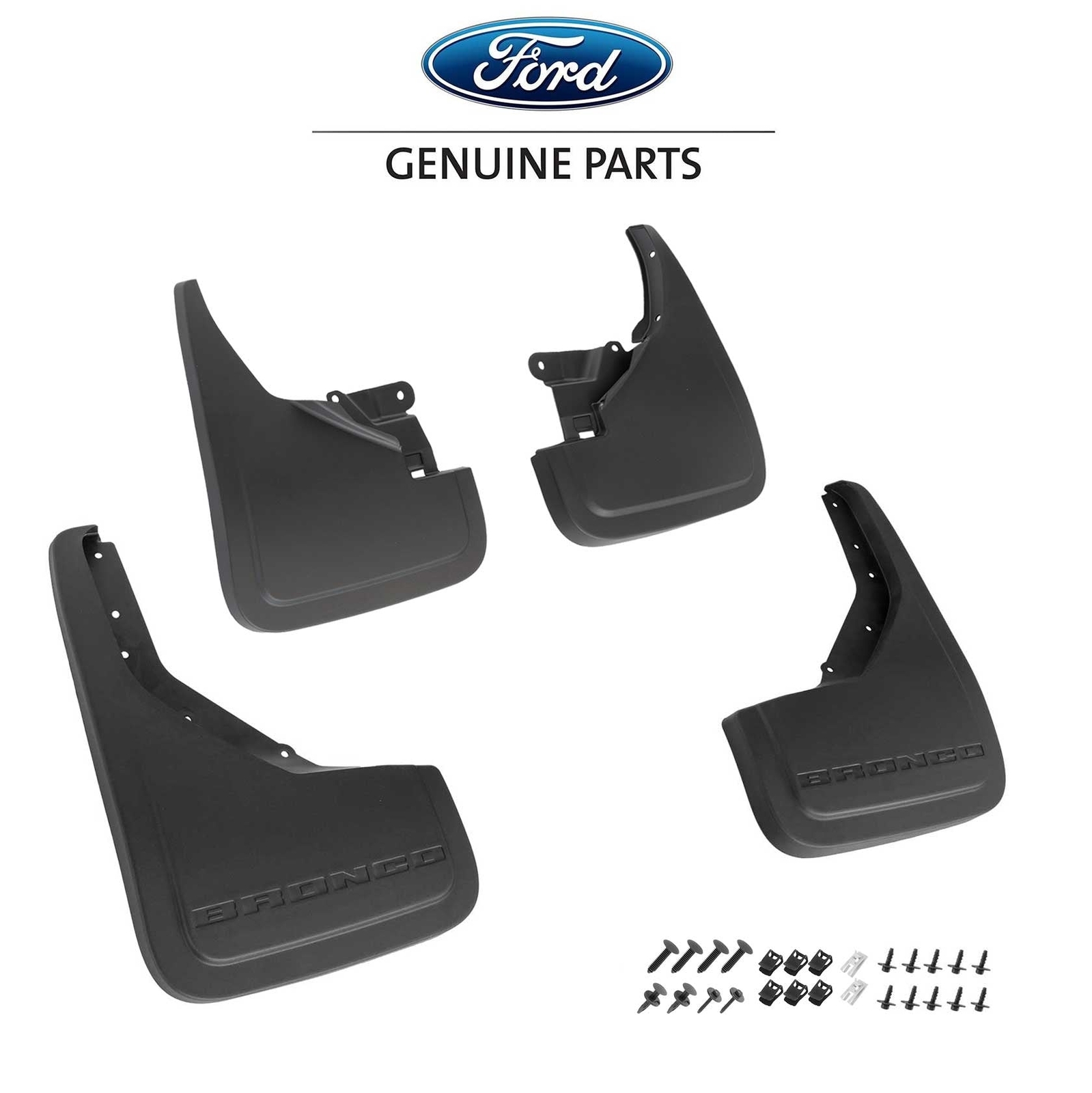 2021-2025 Ford Bronco OEM Black Front & Rear Mud Flaps Splash Guards – Set of 4