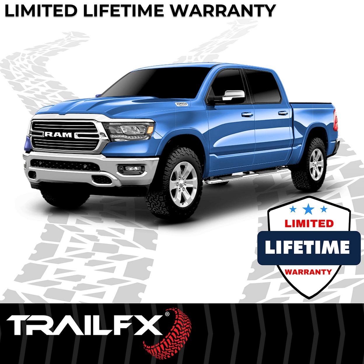 TrailFX A4016S With Step Pads 4 In Trapezoidal Straight Pol Stainless Steel With