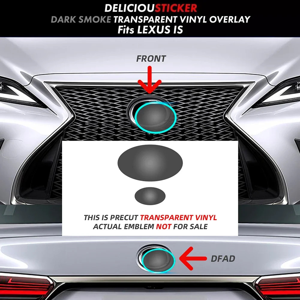 For Lexus IS 2021-2024 IS350 300 Front Emblem Pre Cut Dark Smoked TPU PPF
