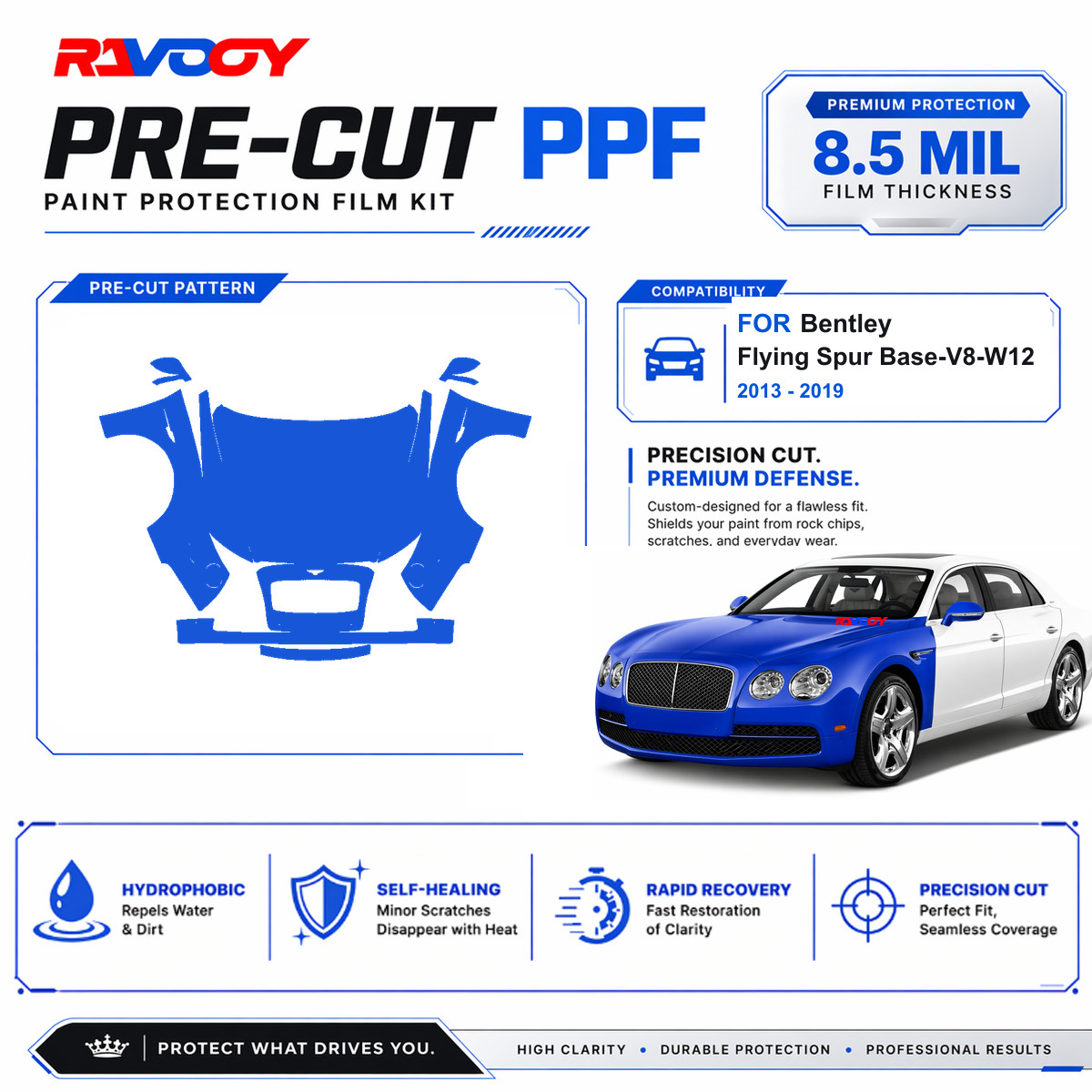 Precut PPF Clear Bra Kit For Bentley Flying Spur Base-V8-W12 2013-2019